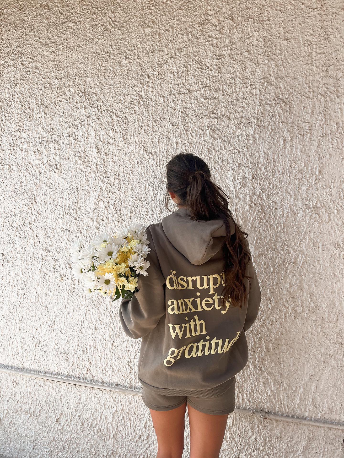 Disrupt Anxiety with Gratitude Hoodie - Shadow Gray