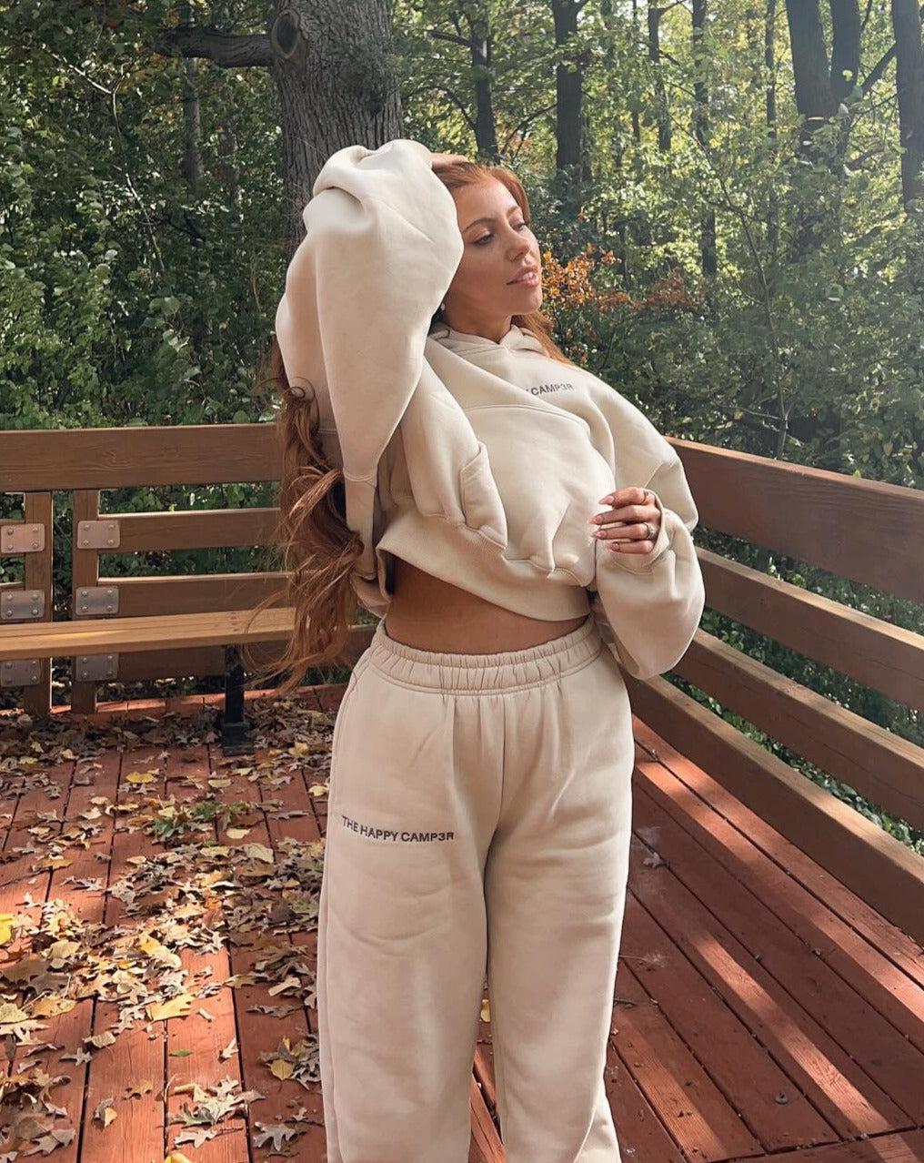 Cloud Cropped Hoodie - Beige