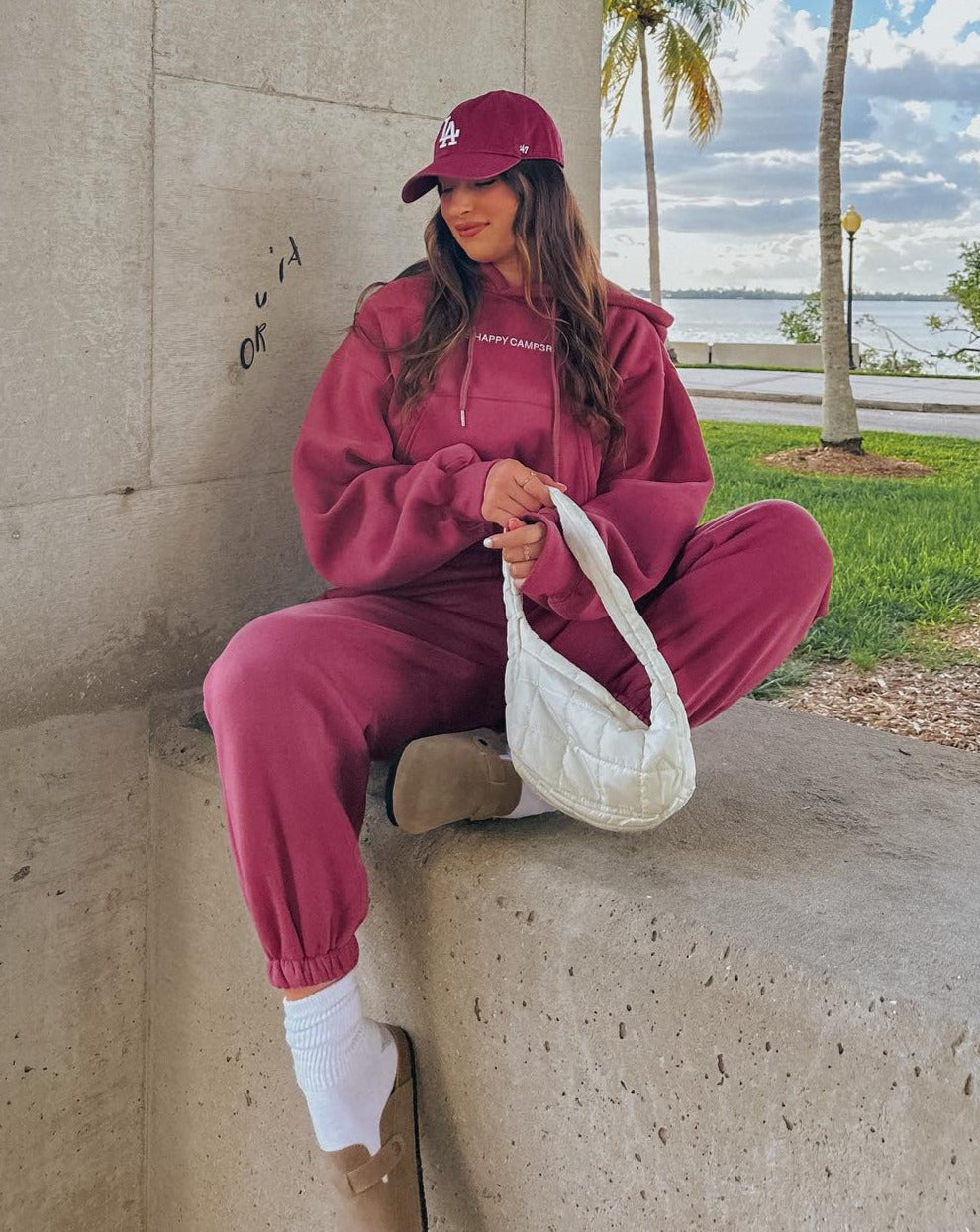 Cloud Cropped Hoodie - Raspberry