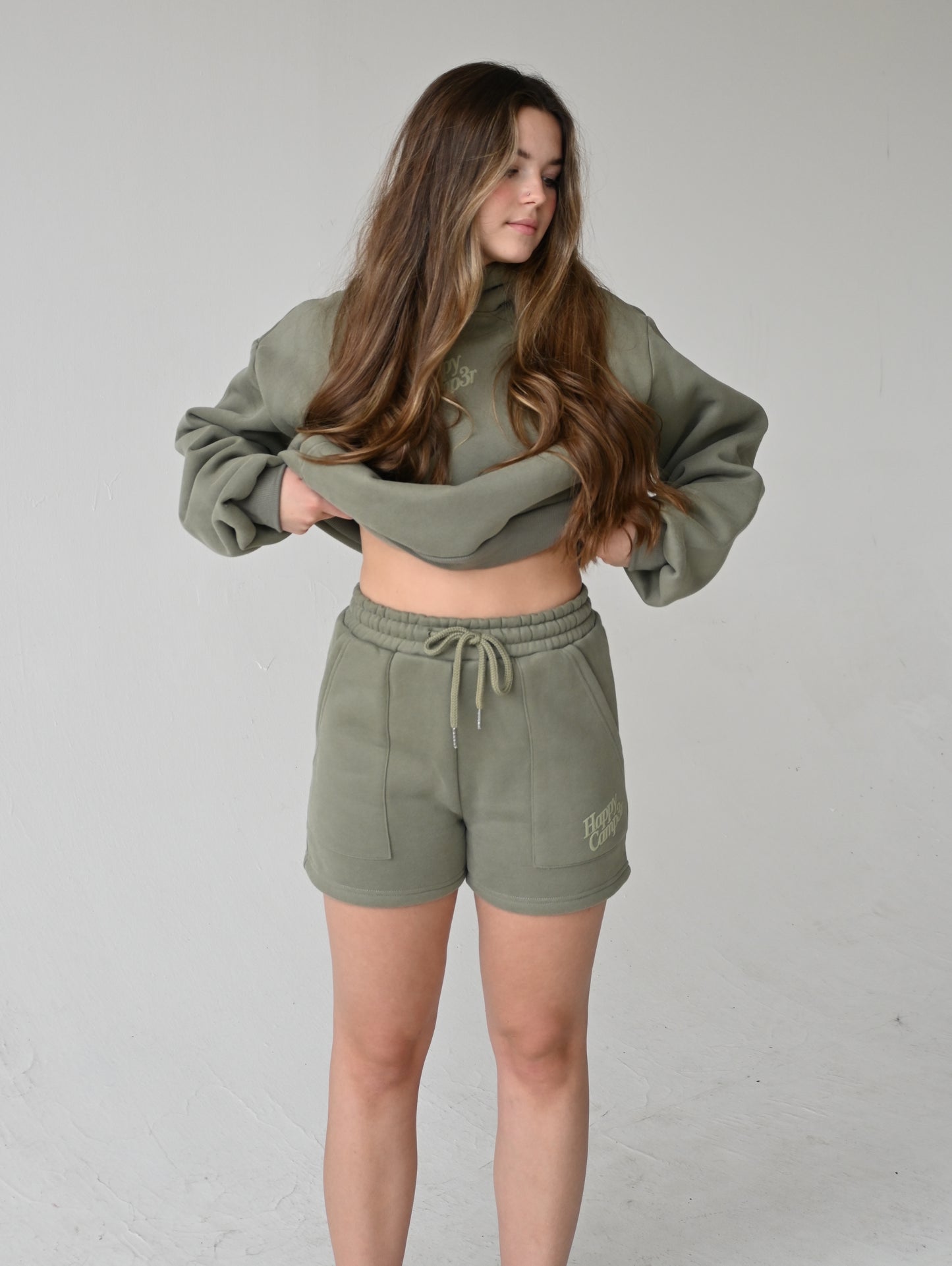 Disrupt Anxiety with Gratitude Shorts - Dusty Olive