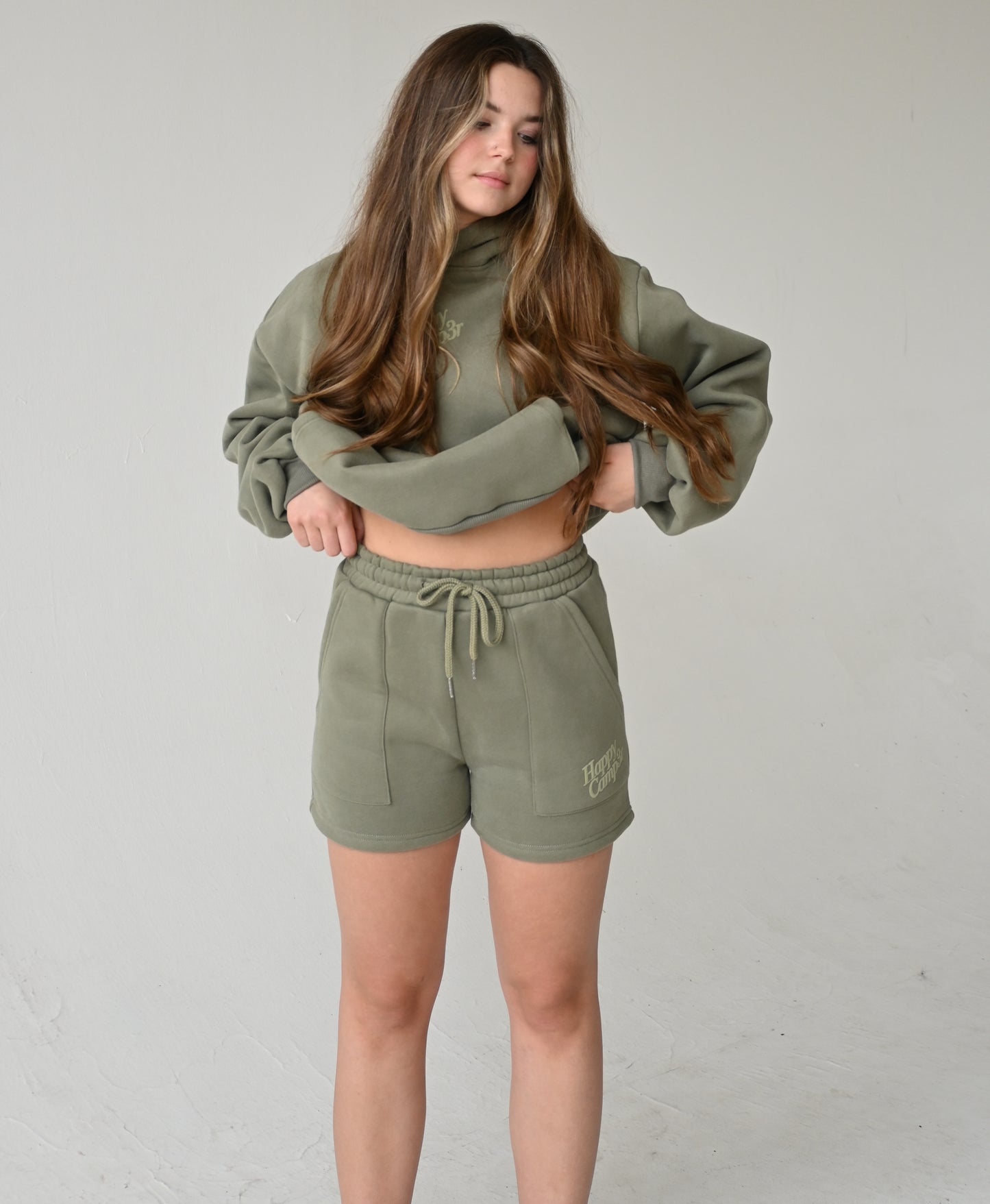 Disrupt Anxiety with Gratitude Shorts - Dusty Olive
