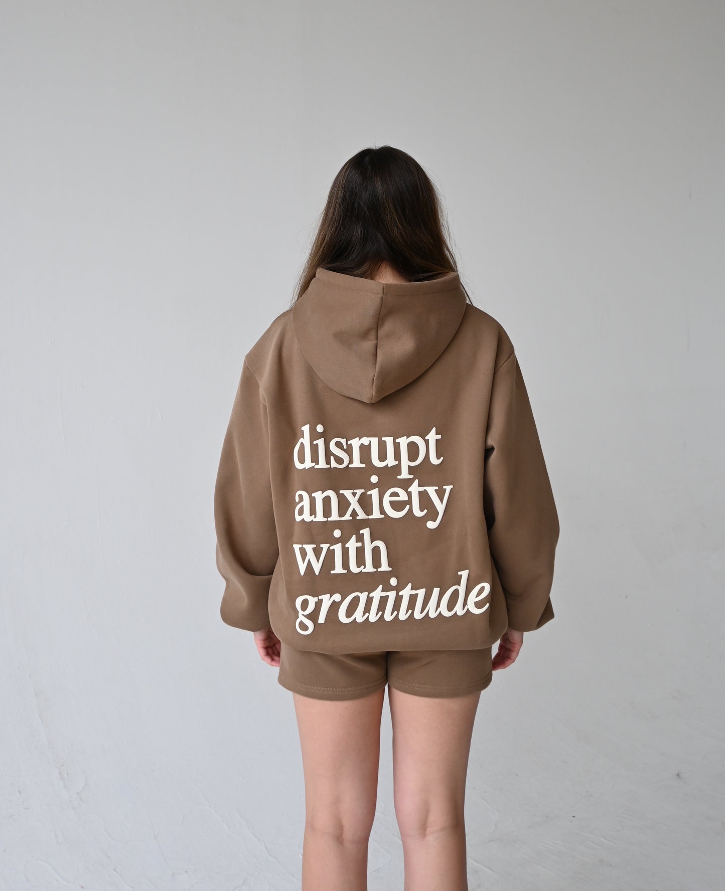 Disrupt Anxiety with Gratitude Shorts - Mocha