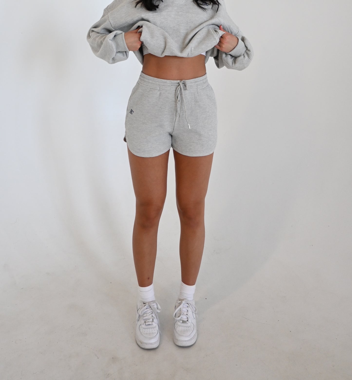 Heather Gray Waffle Long Sleeve Top