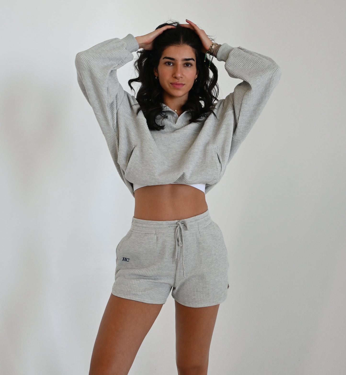 Heather Gray Waffle Long Sleeve Top