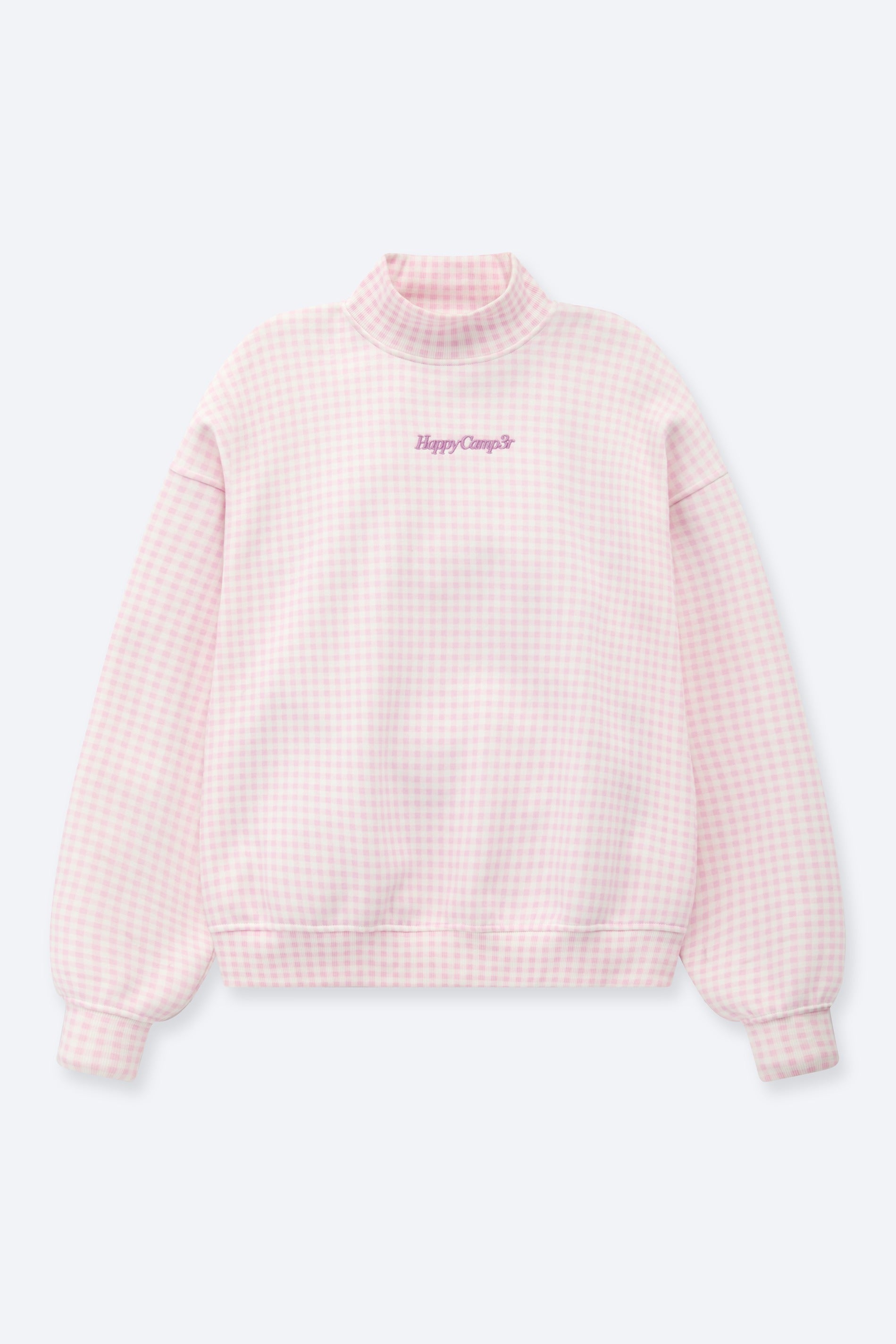 LAVENDER GINGHAM MOCKNECK SWEATSHIRT