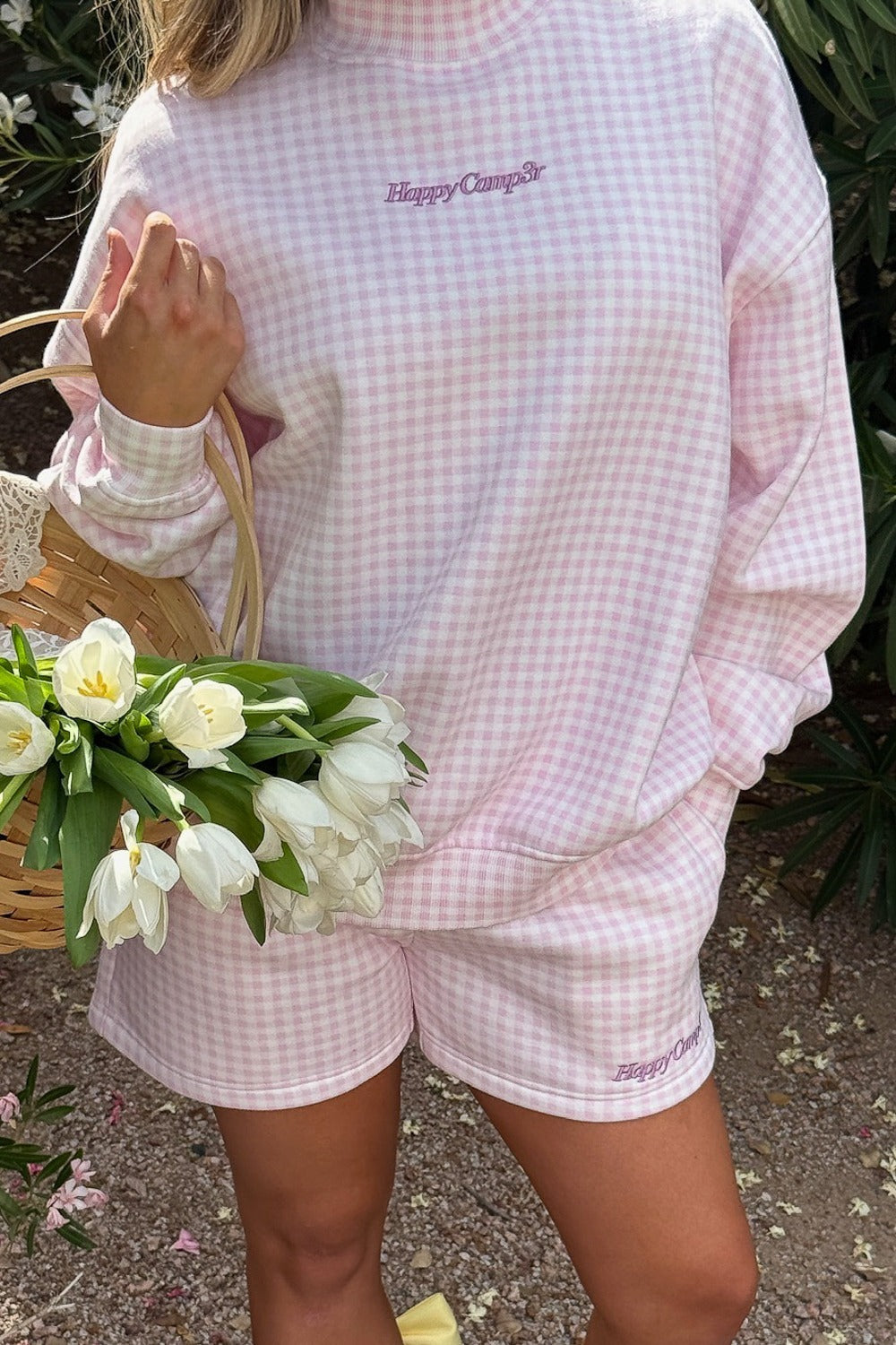 LAVENDER GINGHAM MOCKNECK SWEATSHIRT