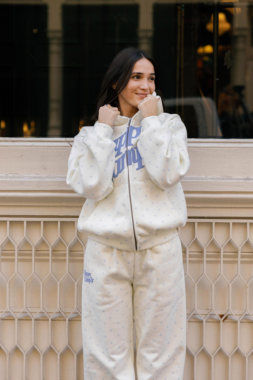 BLUE BLOSSOM ZIP UP HOODIE