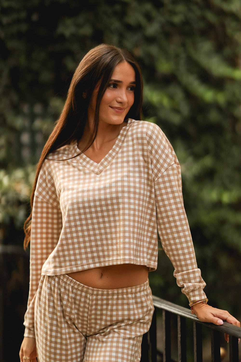 WALNUT GINGHAM LUNA LOUNGE TOP