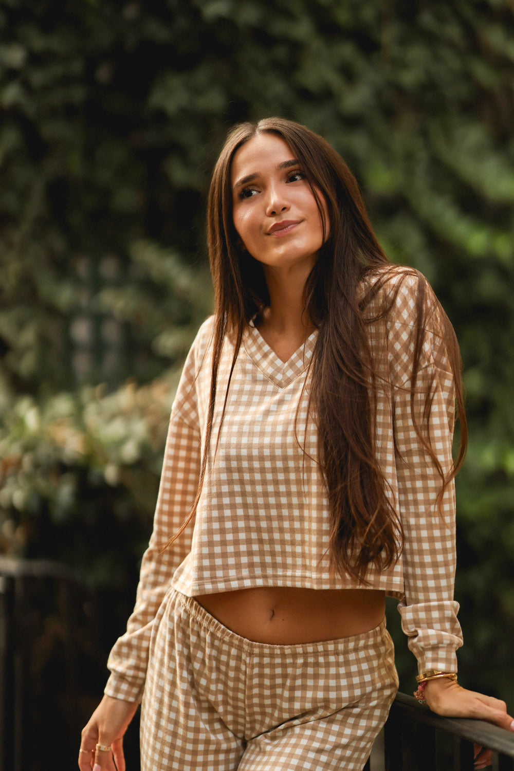 WALNUT GINGHAM LUNA LOUNGE TOP