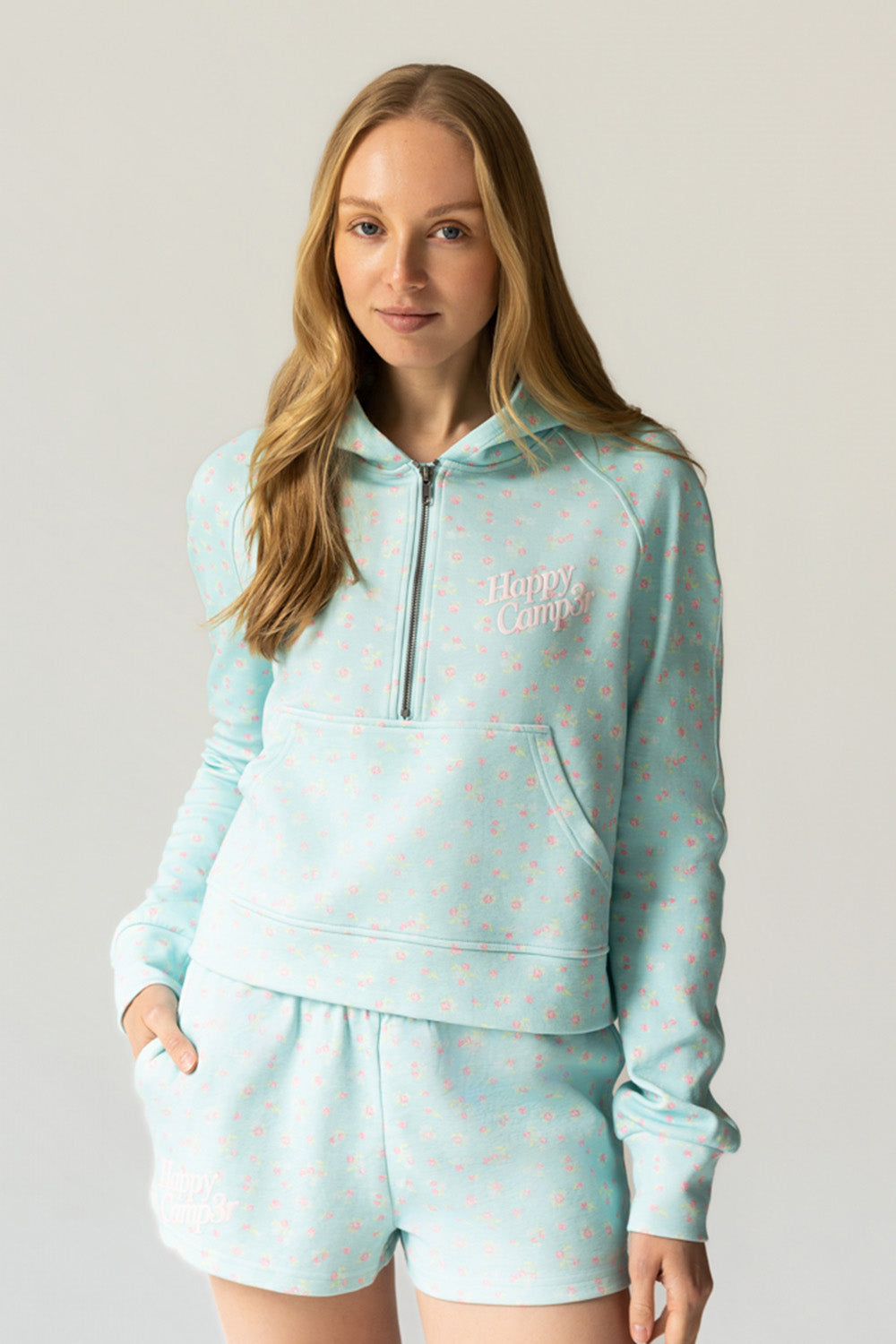 Aqua Mist Half Zip Scuba Hoodie