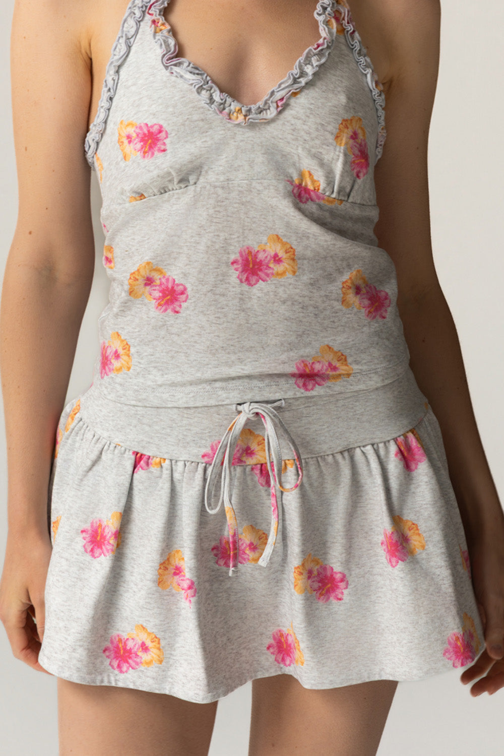 Heather Gray Hibiscus Naomi Skort