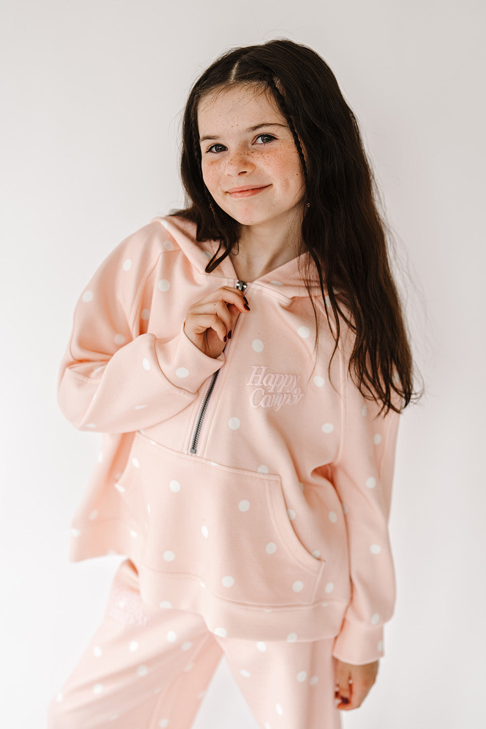 Pink Sprinkle Youth Half Zip Scuba Hoodie