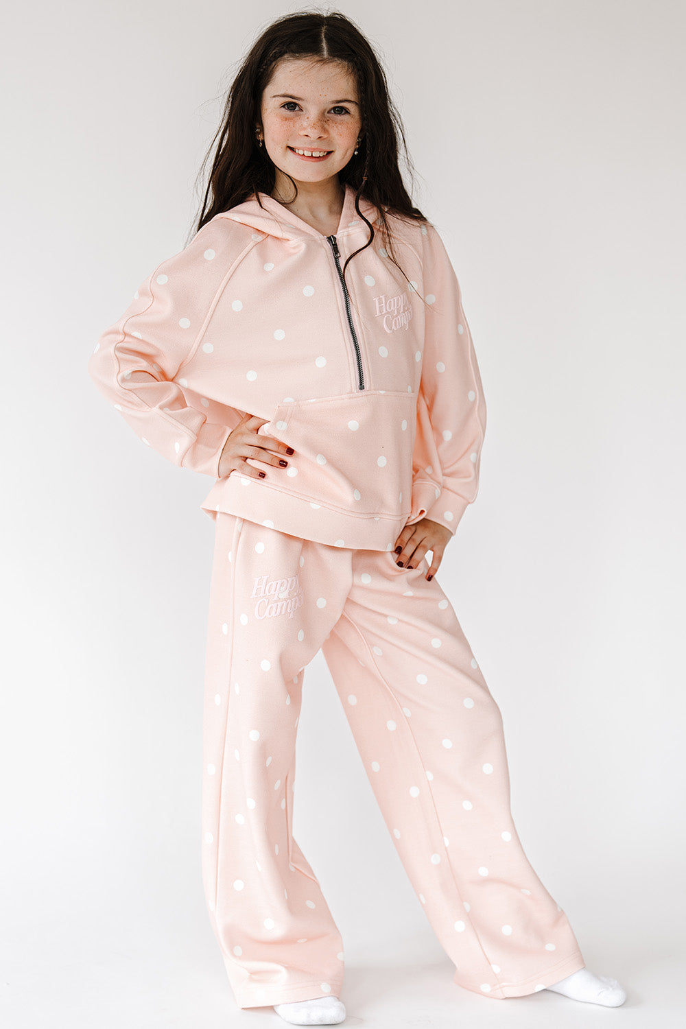 Pink Sprinkle Youth Half Zip Scuba Hoodie
