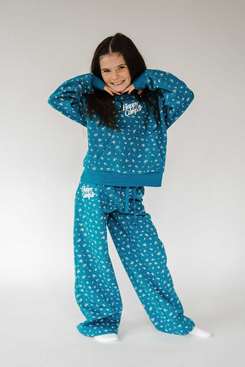 Teal Peony Youth Sweatpants