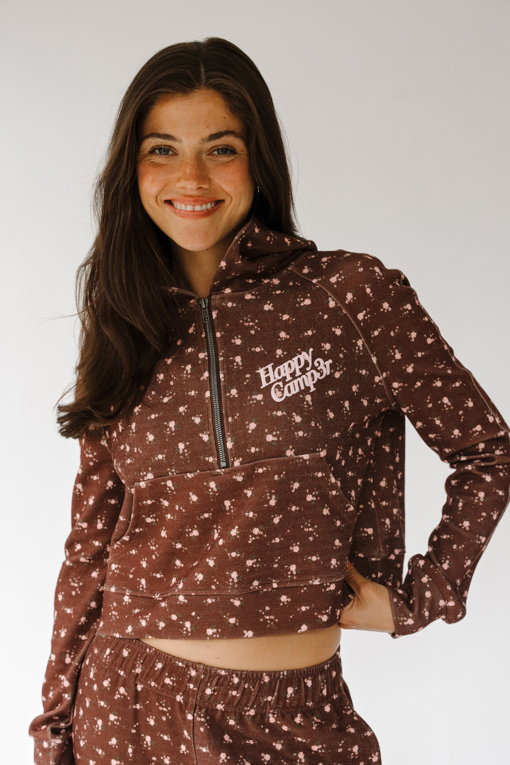 Cocoa Blush Half Zip Scuba Hoodie