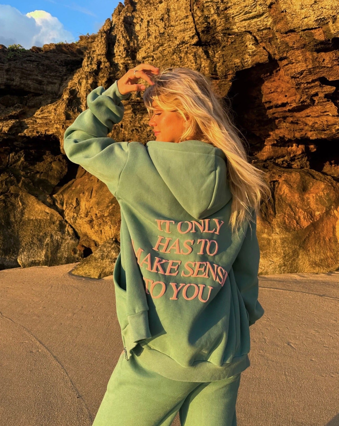 It Only Has To Make Sense To You Zip-Up Hoodie - Teal
