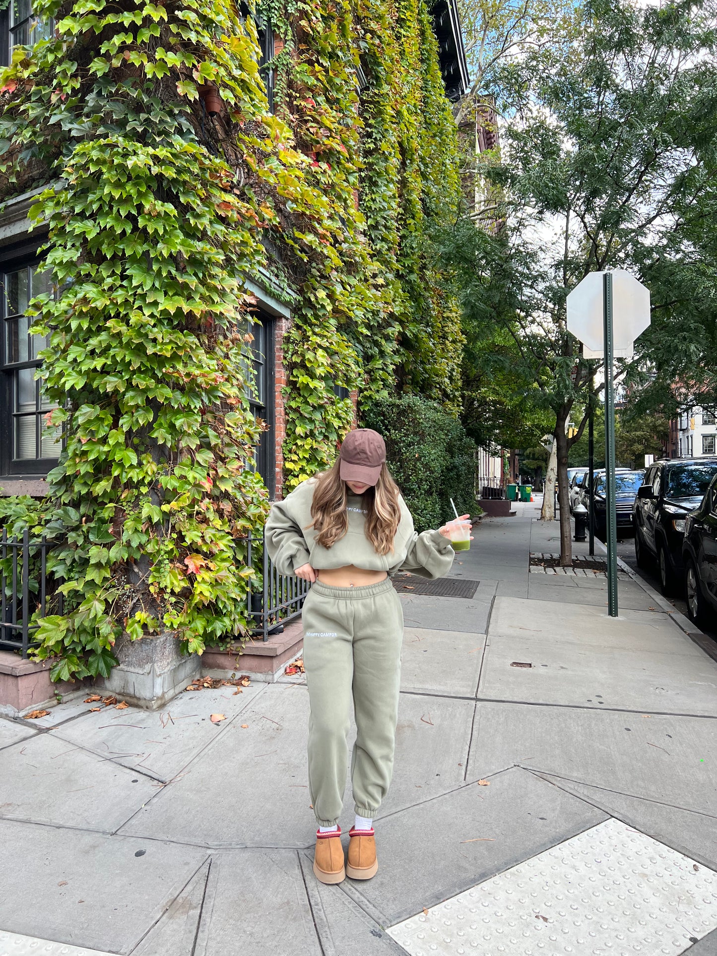 Cloud Cropped Hoodie - Dusty Olive