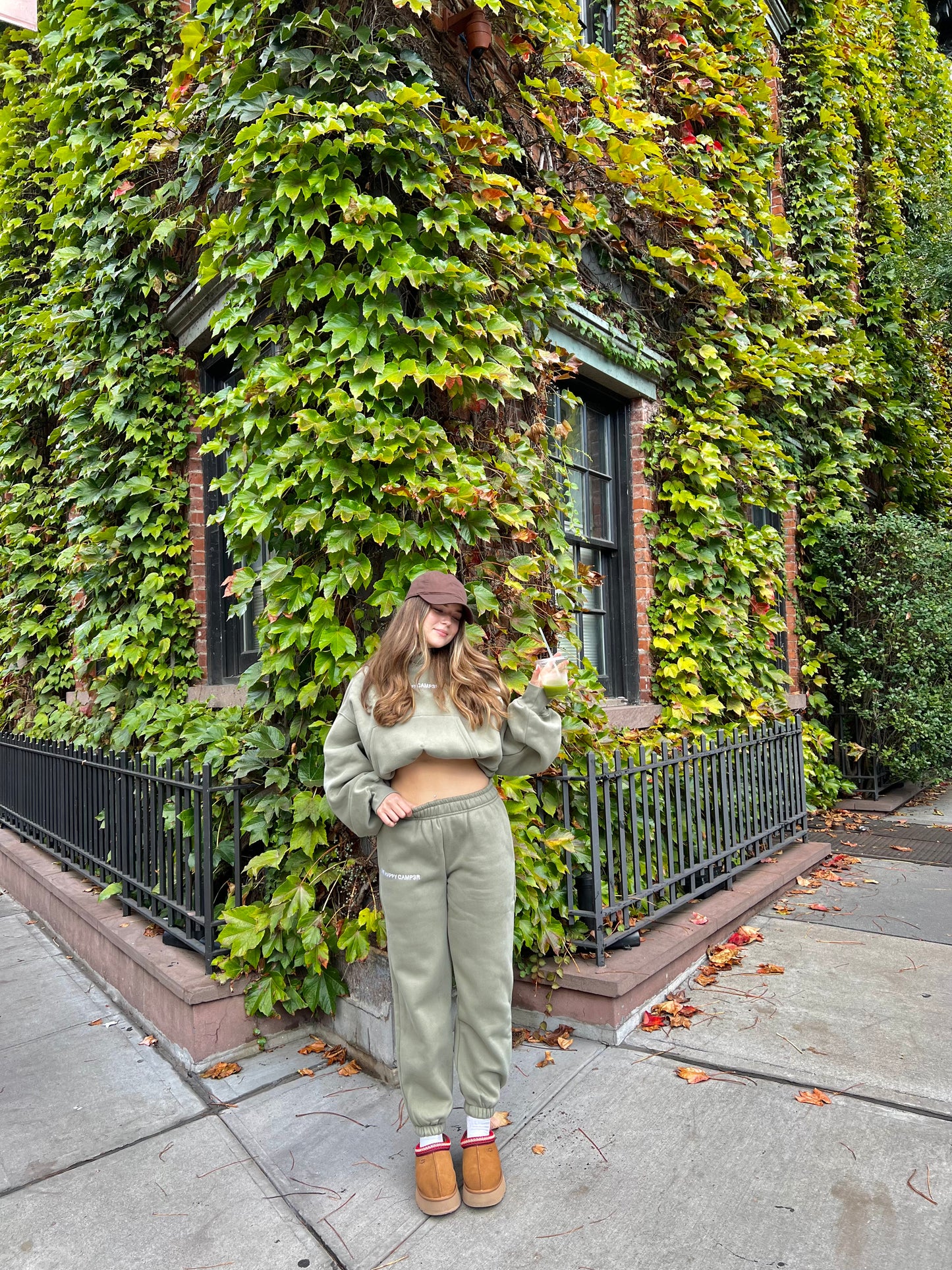 Cloud Cropped Hoodie - Dusty Olive