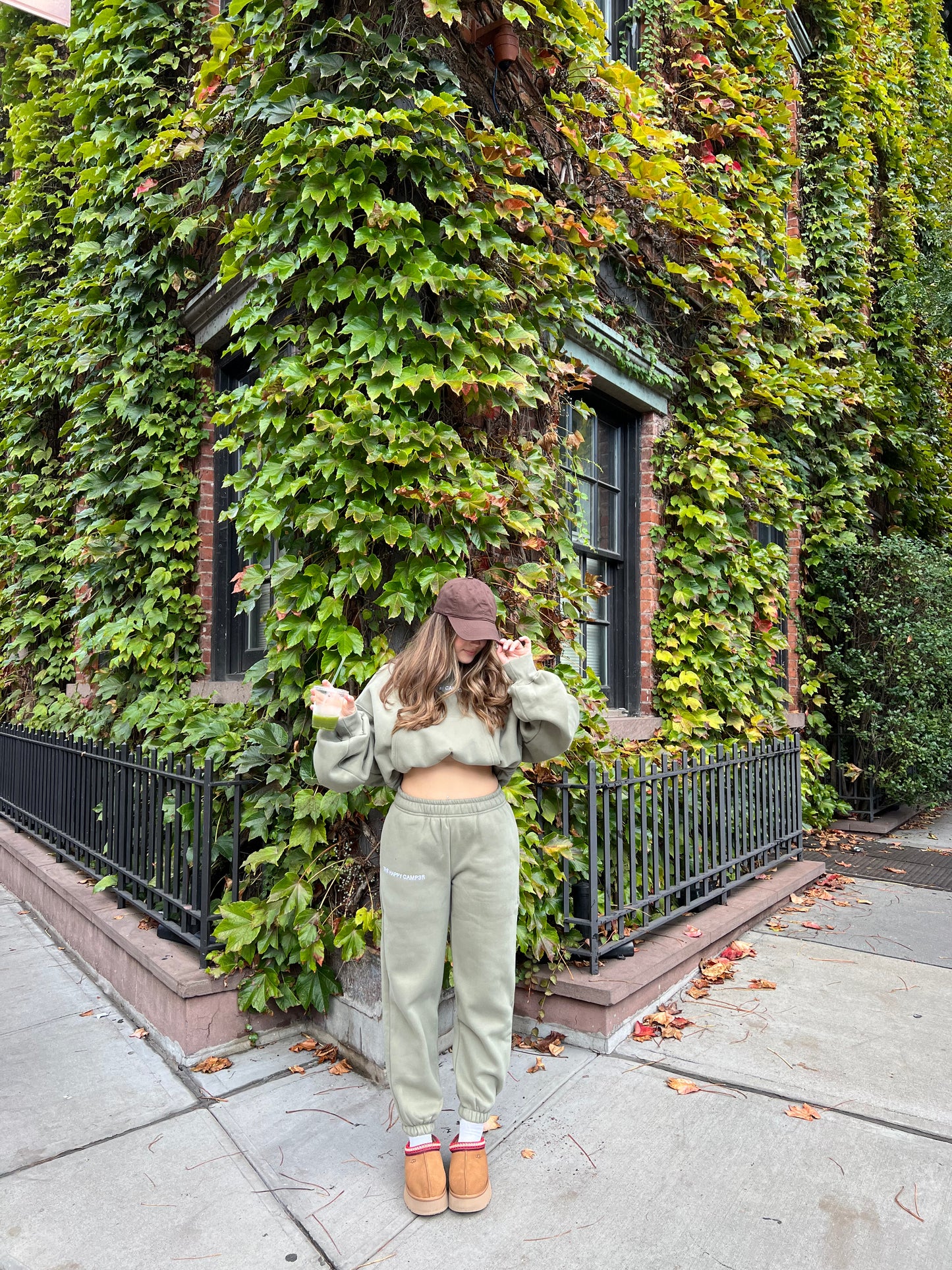 Cloud Cropped Hoodie - Dusty Olive