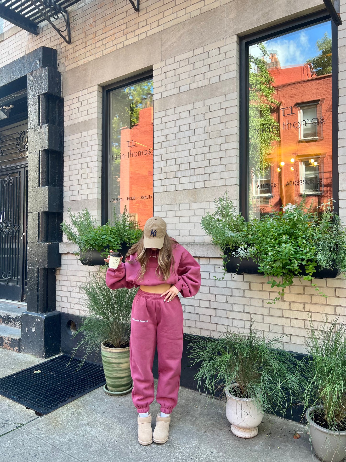 Cloud Cropped Hoodie - Raspberry