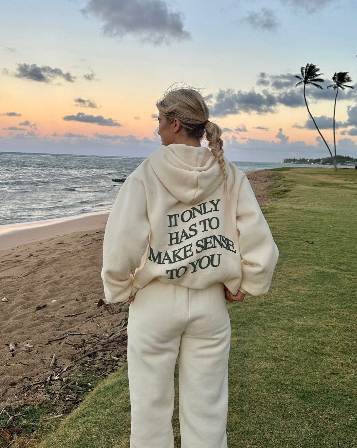 It Only Has To Make Sense To You Zip-Up Hoodie - Vanilla
