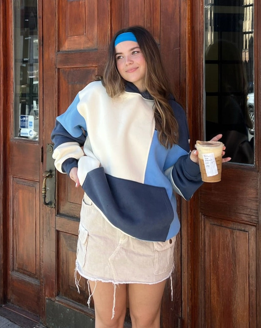 Colorblock Hoodie - Blues