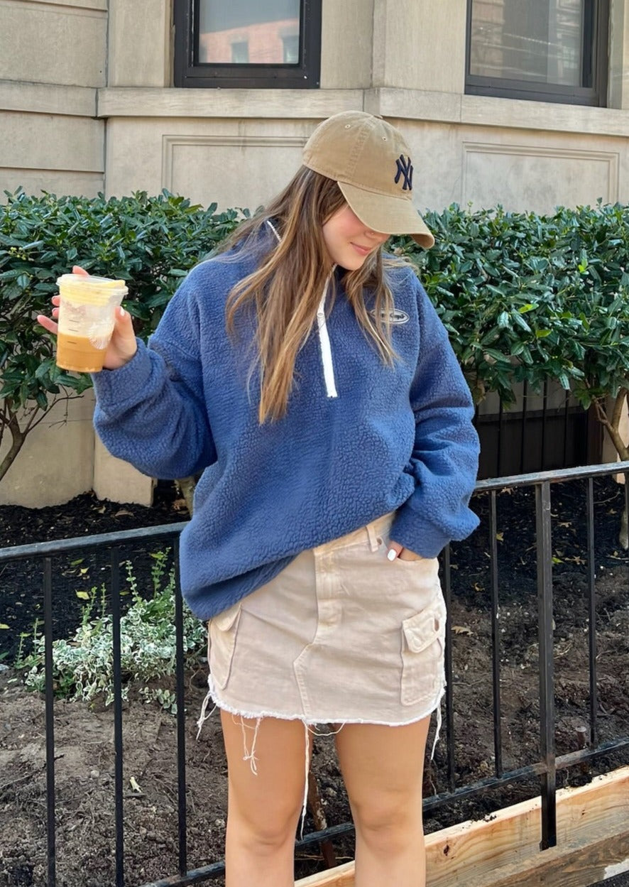 Teddy Bear Quarter Zip - Navy Blue