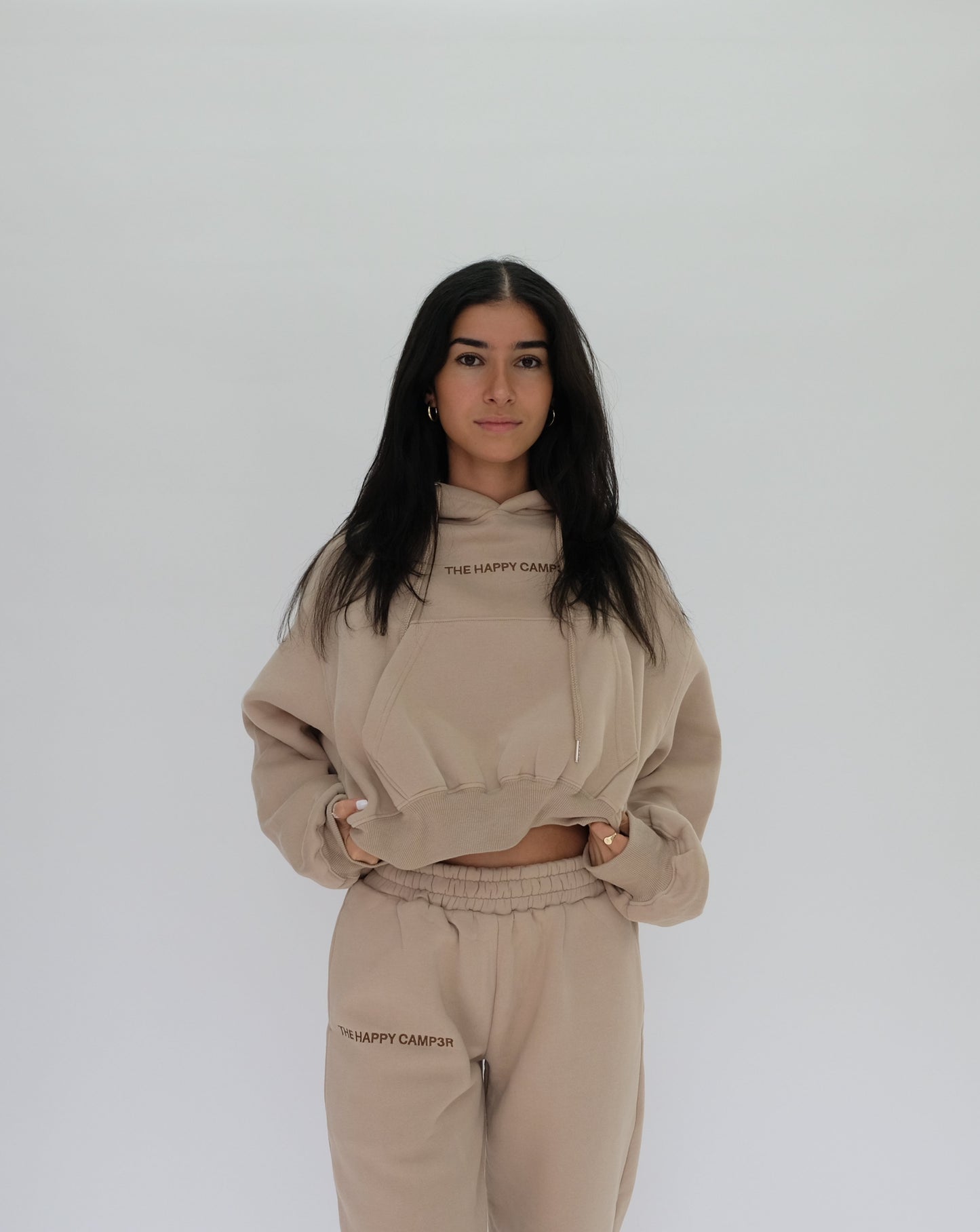 Cloud Cropped Hoodie - Sand