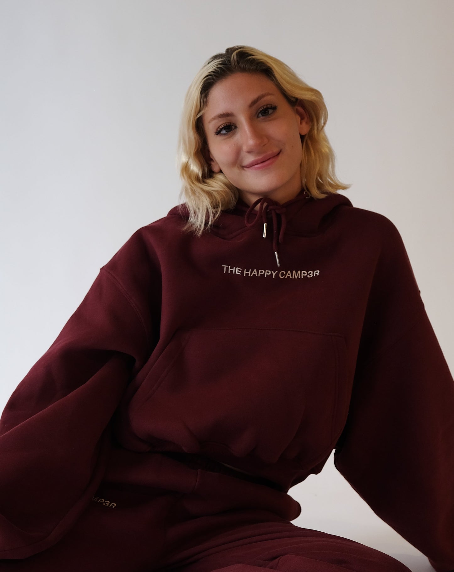 Cloud Cropped Hoodie - Burgundy