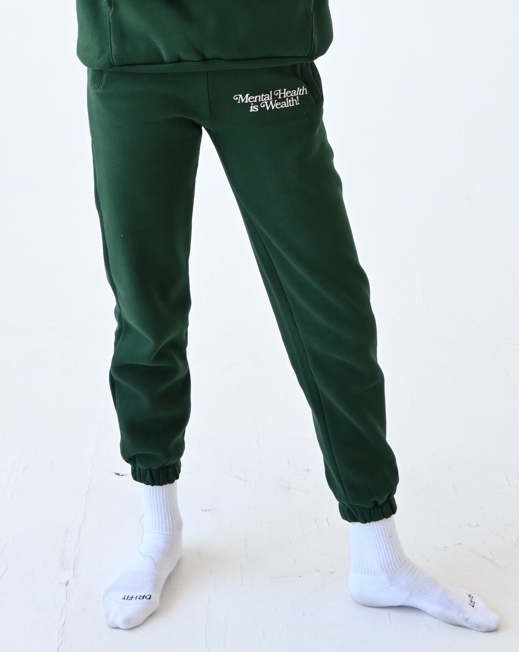 Mental Health is Wealth Sweatpants - Forest Green