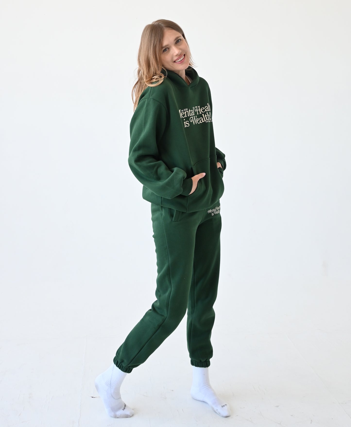 Mental Health is Wealth Hoodie - Forest Green