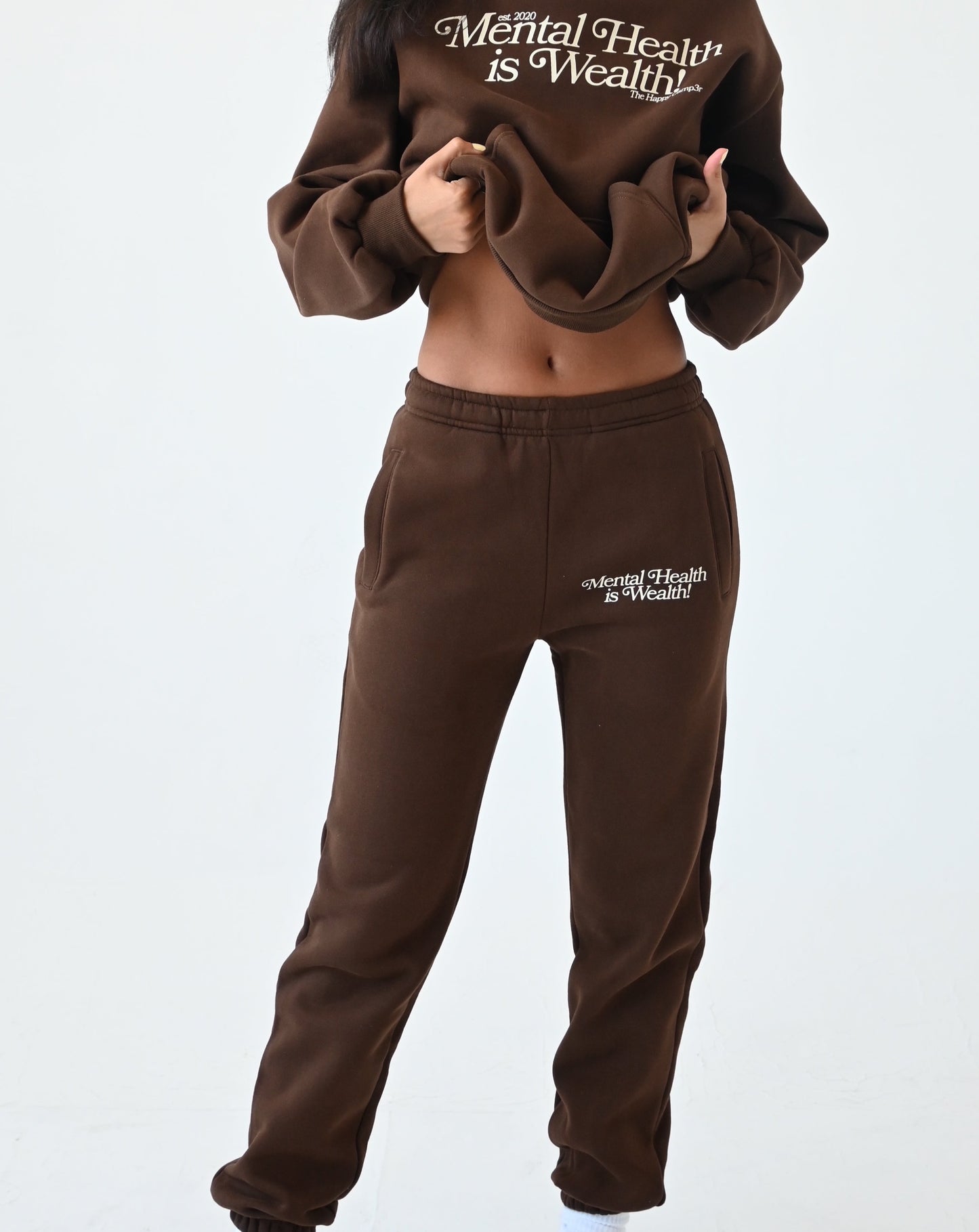 Mental Health is Wealth Sweatpants - Chocolate