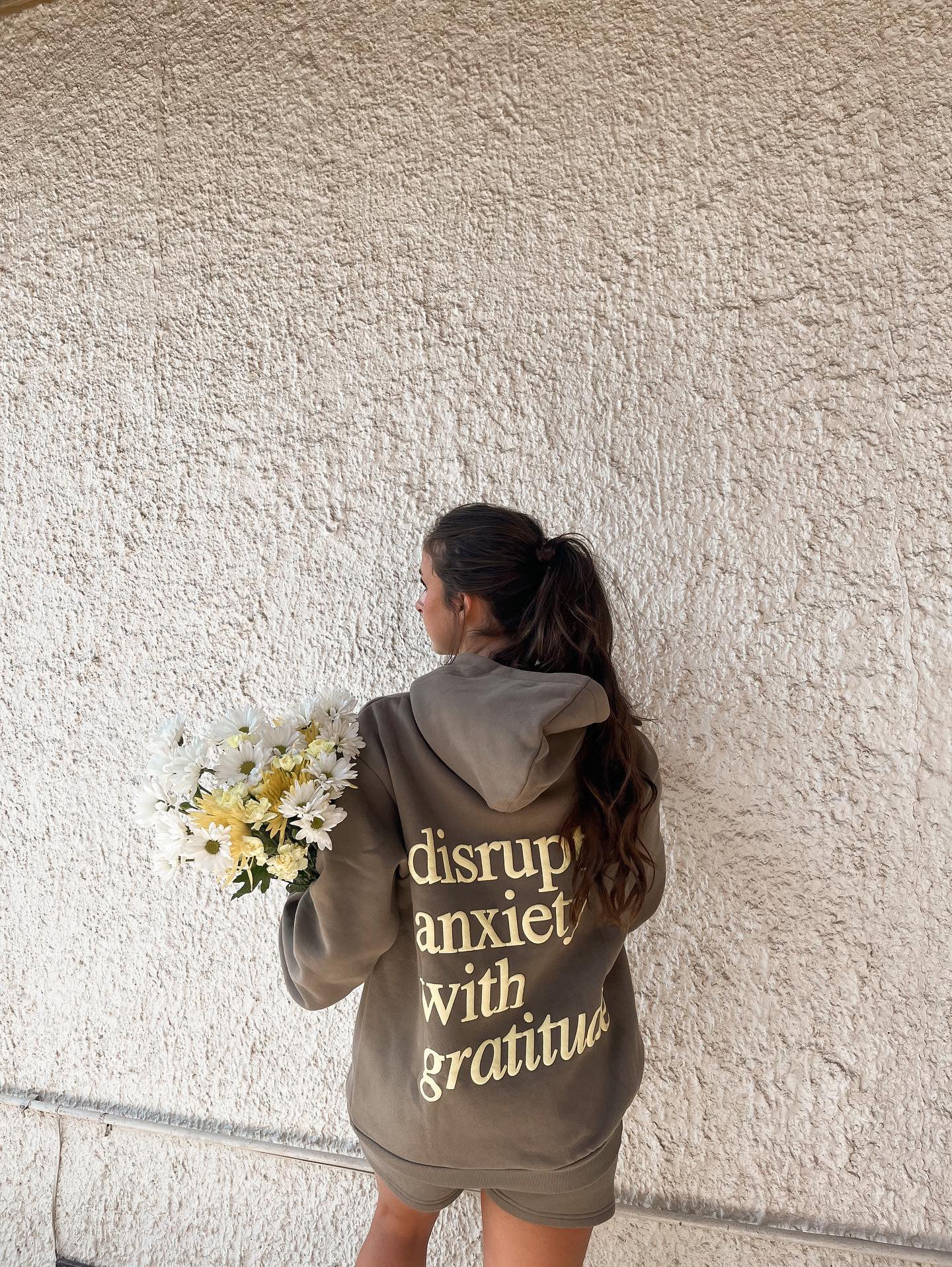 Disrupt Anxiety with Gratitude Hoodie - Shadow Gray