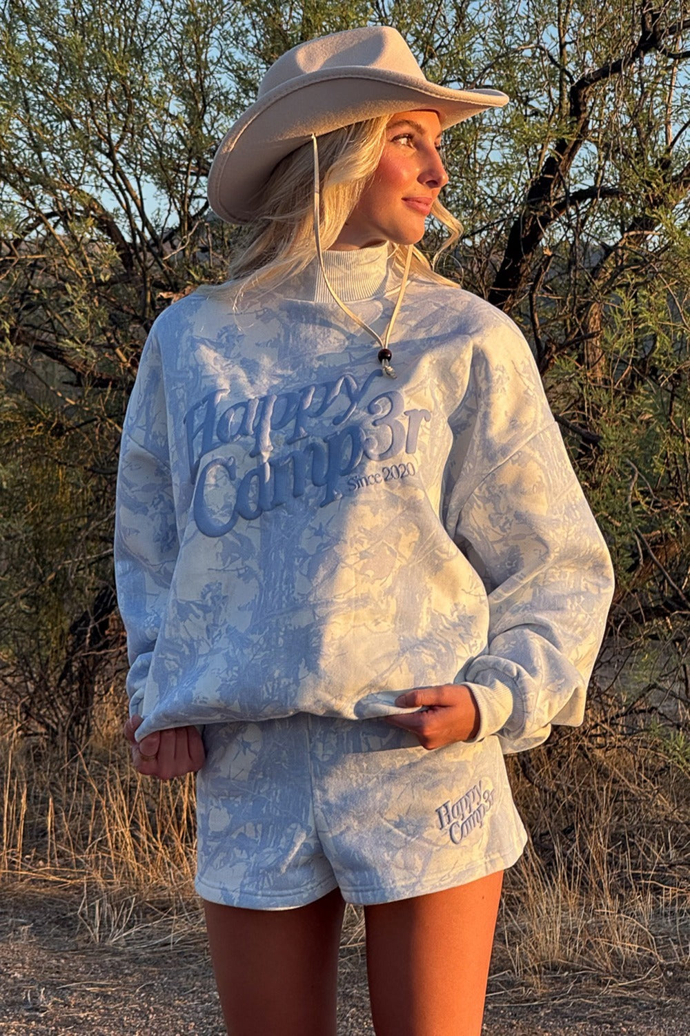 BLUE CAMO MOCKNECK SWEATSHIRT