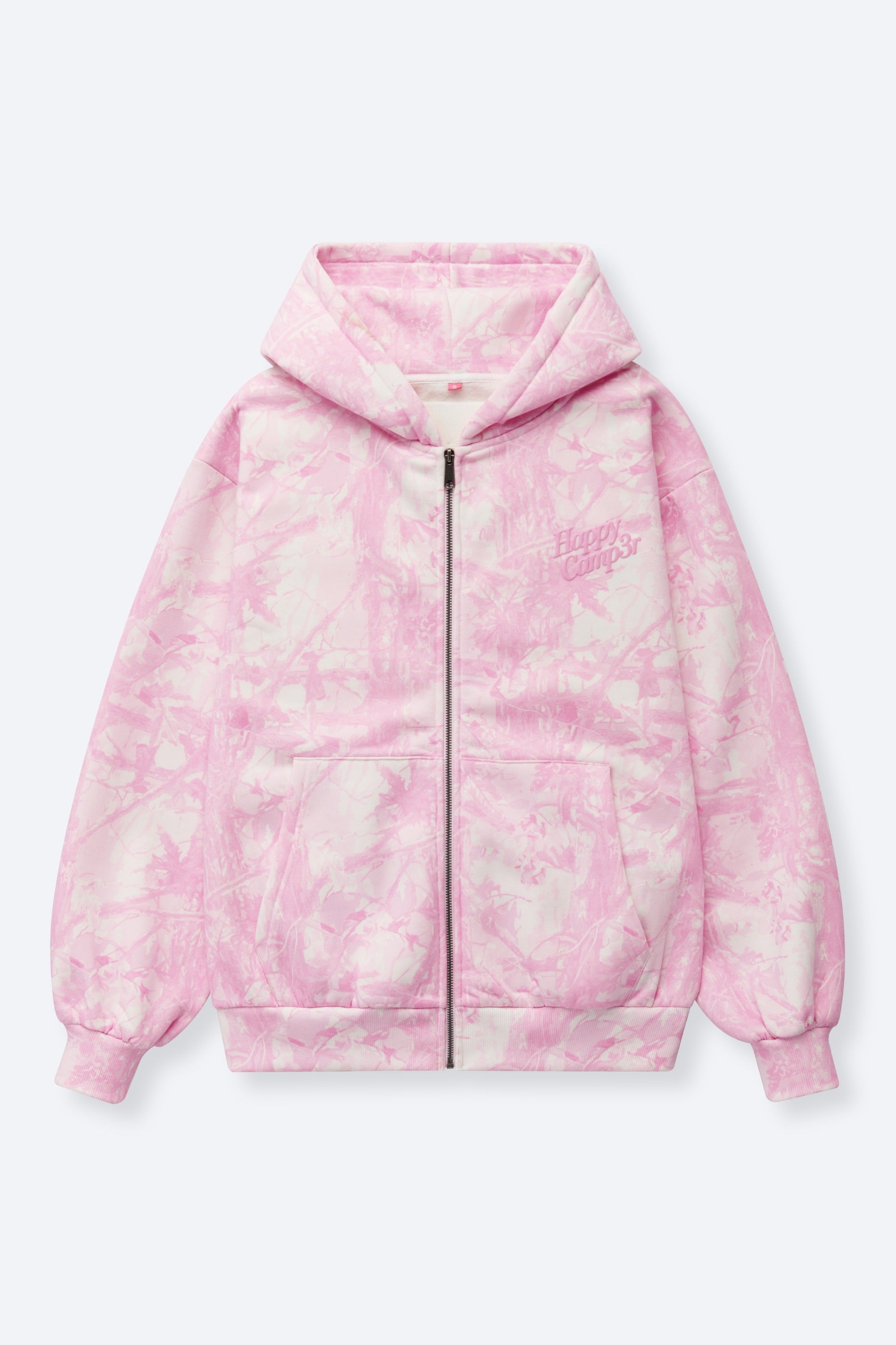 SOFT PINK CAMO ZIP-UP HOODIE