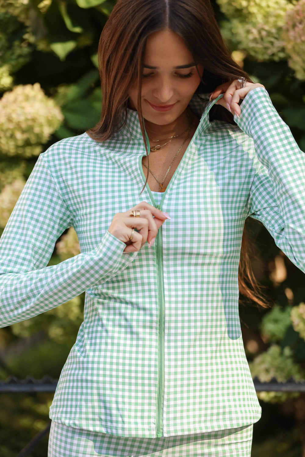 MINT GINGHAM HARPER ACTIVE JACKET