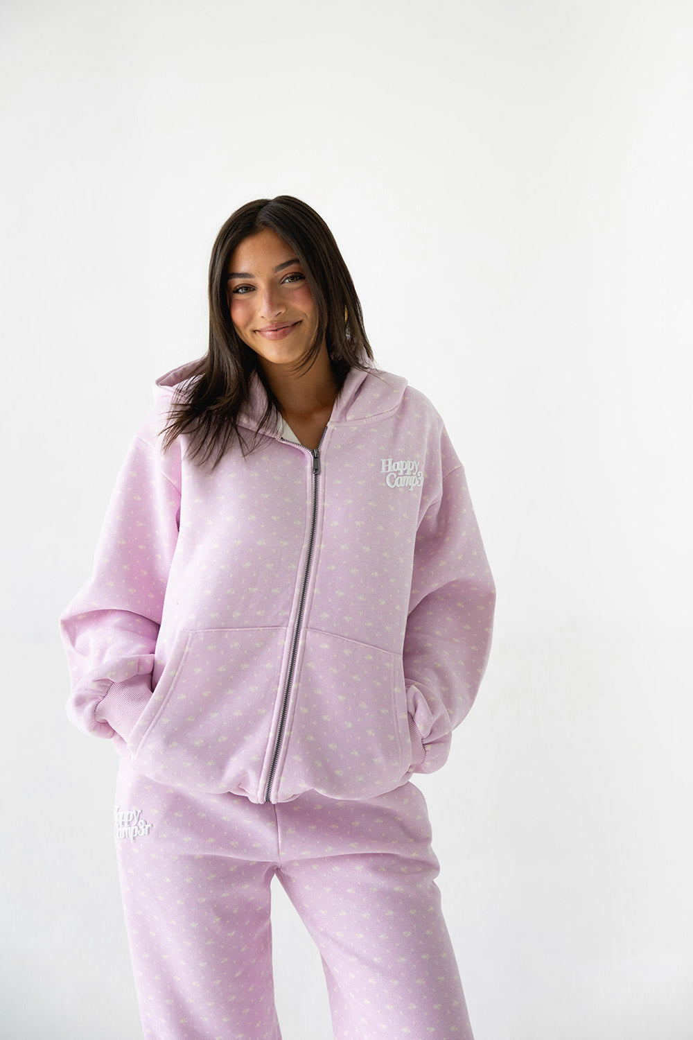 Lavender Bloom Zip Up Hoodie