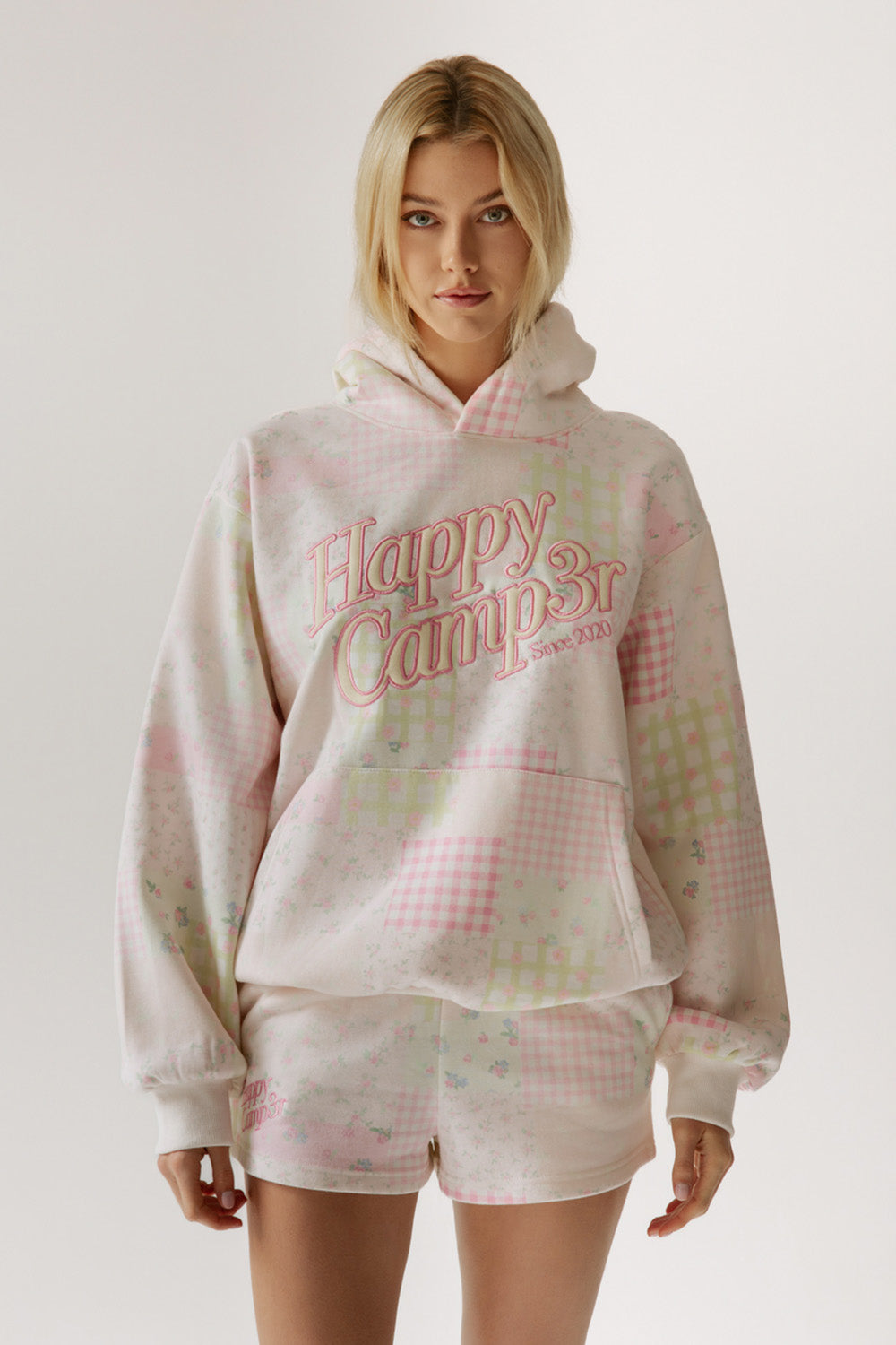 Pink Patchwork Hoodie