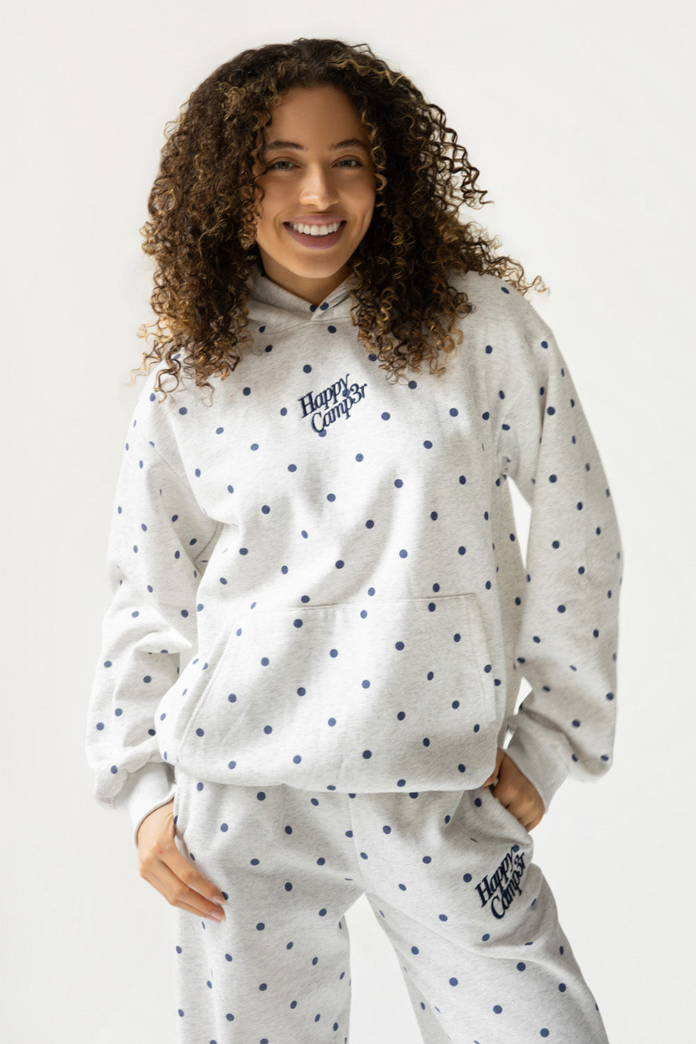 Heather Gray Polka Dot Applique Hoodie
