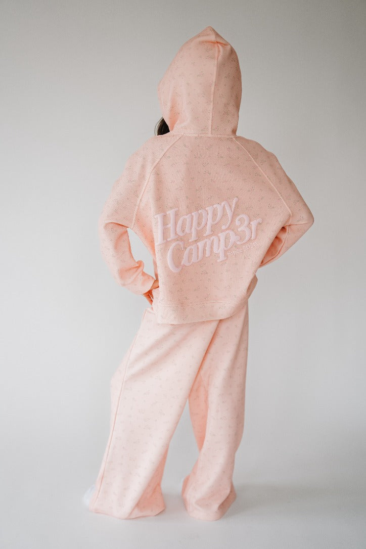 Pink Peony Youth Half Zip Scuba Hoodie