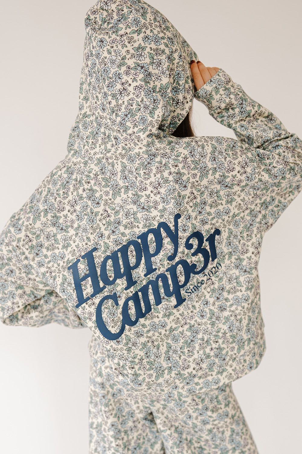 Dusty Blue Garden Youth Scuba Cropped Hoodie