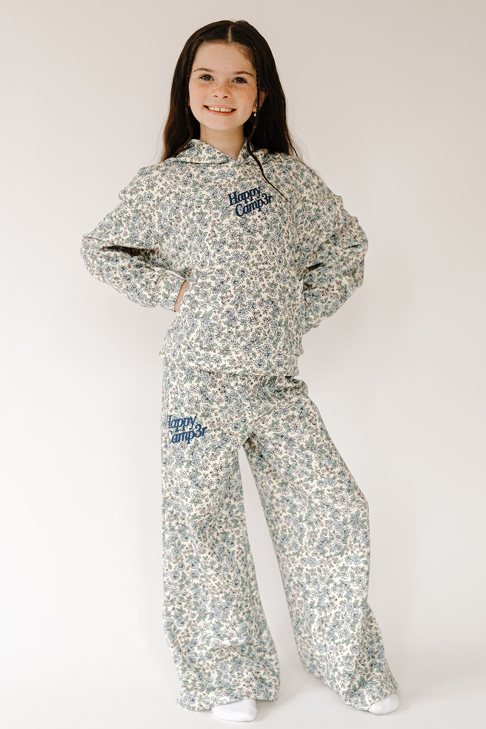 Dusty Blue Garden Youth Scuba Foldover Pants