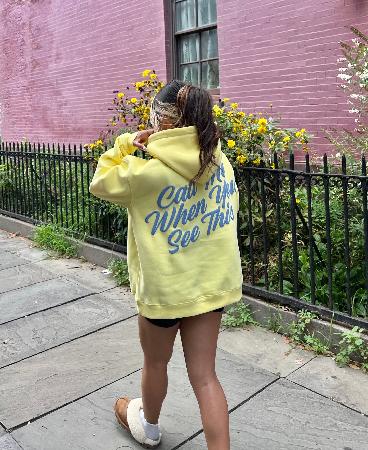Call Me When You See This Hoodie - Pastel Yellow