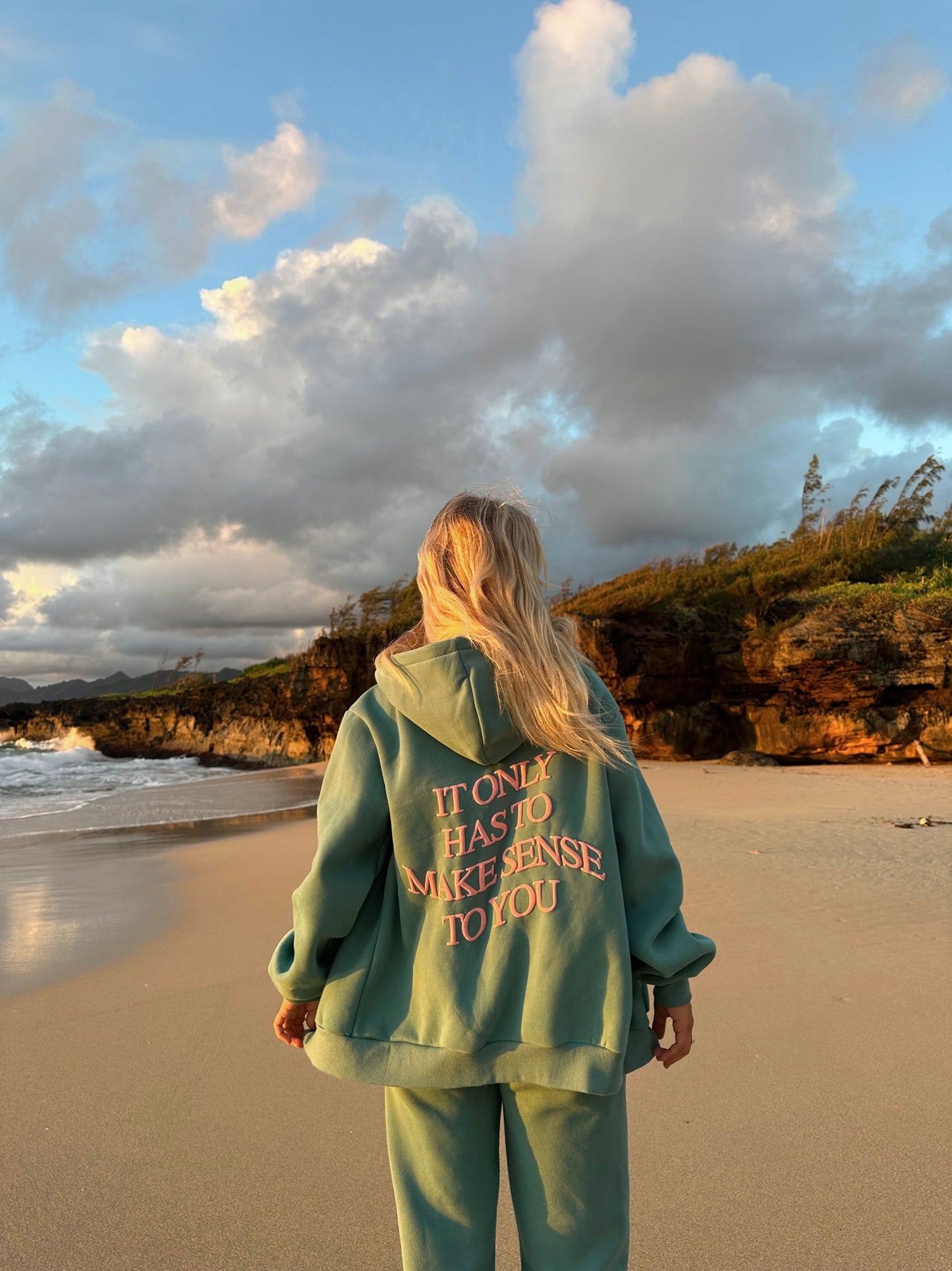 It Only Has To Make Sense To You Zip-Up Hoodie - Teal
