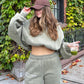 Cloud Cropped Hoodie - Dusty Olive