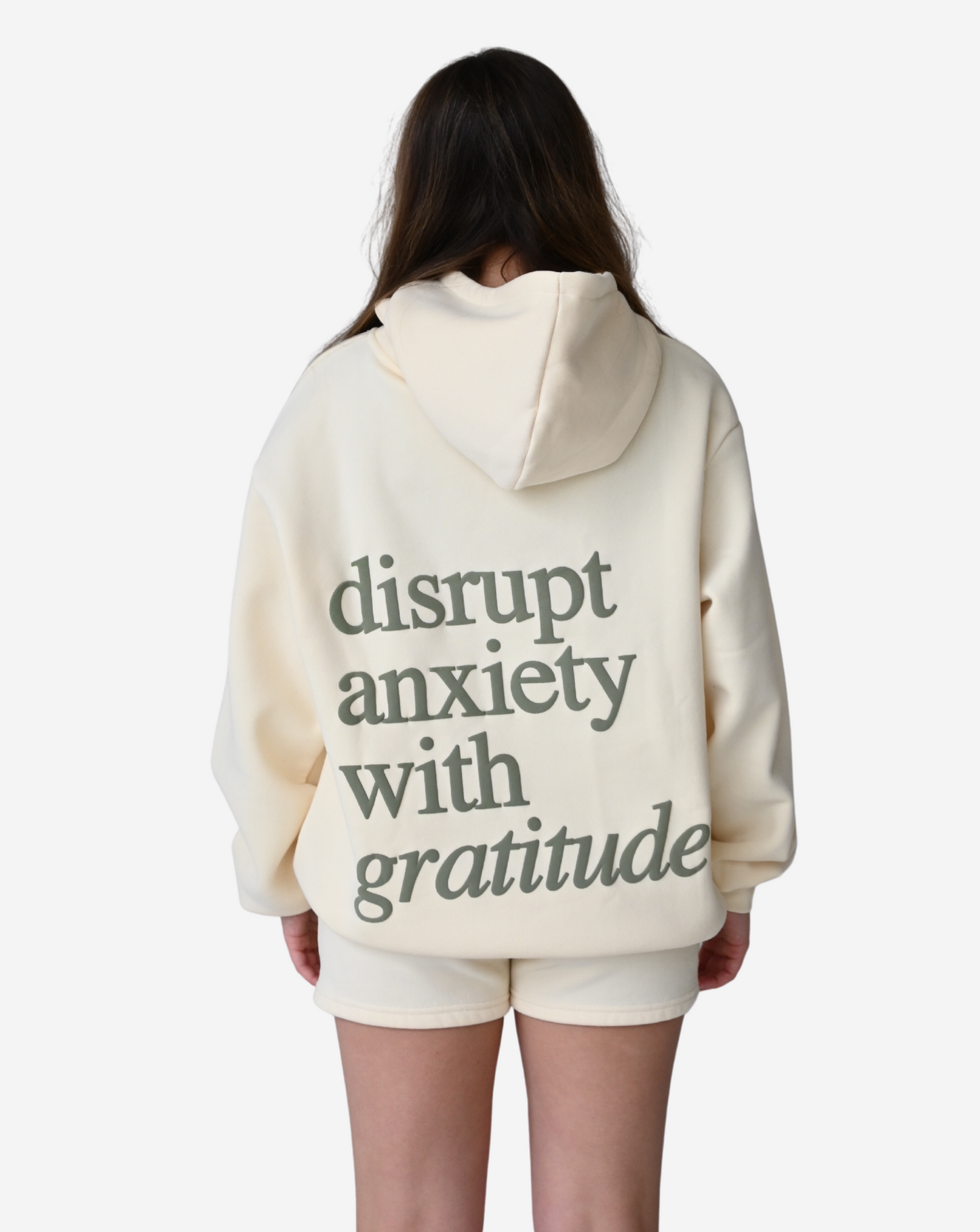 Disrupt Anxiety with Gratitude Hoodie - Vanilla