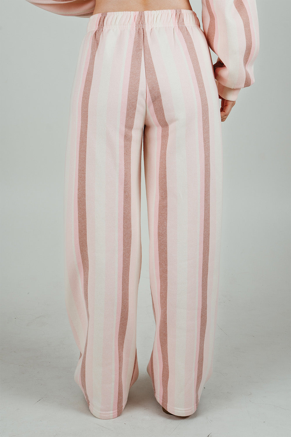 Back of the pink striped Sundae Stripes Sweatpants. The Happy Camp3r