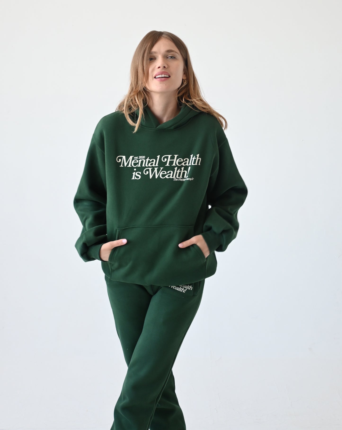 Mental Health is Wealth Sweatpants - Forest Green