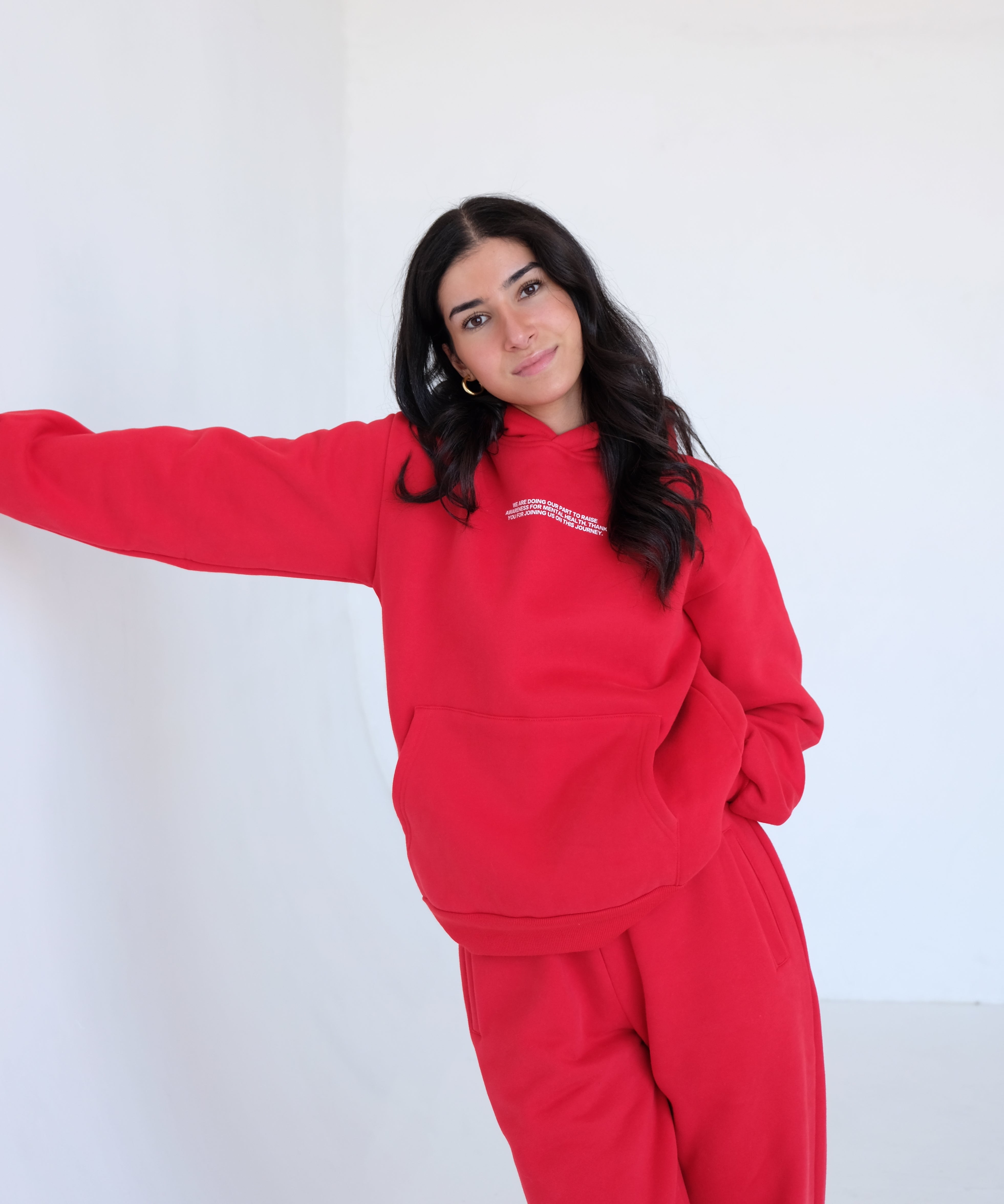 Red oversized online sweatpants