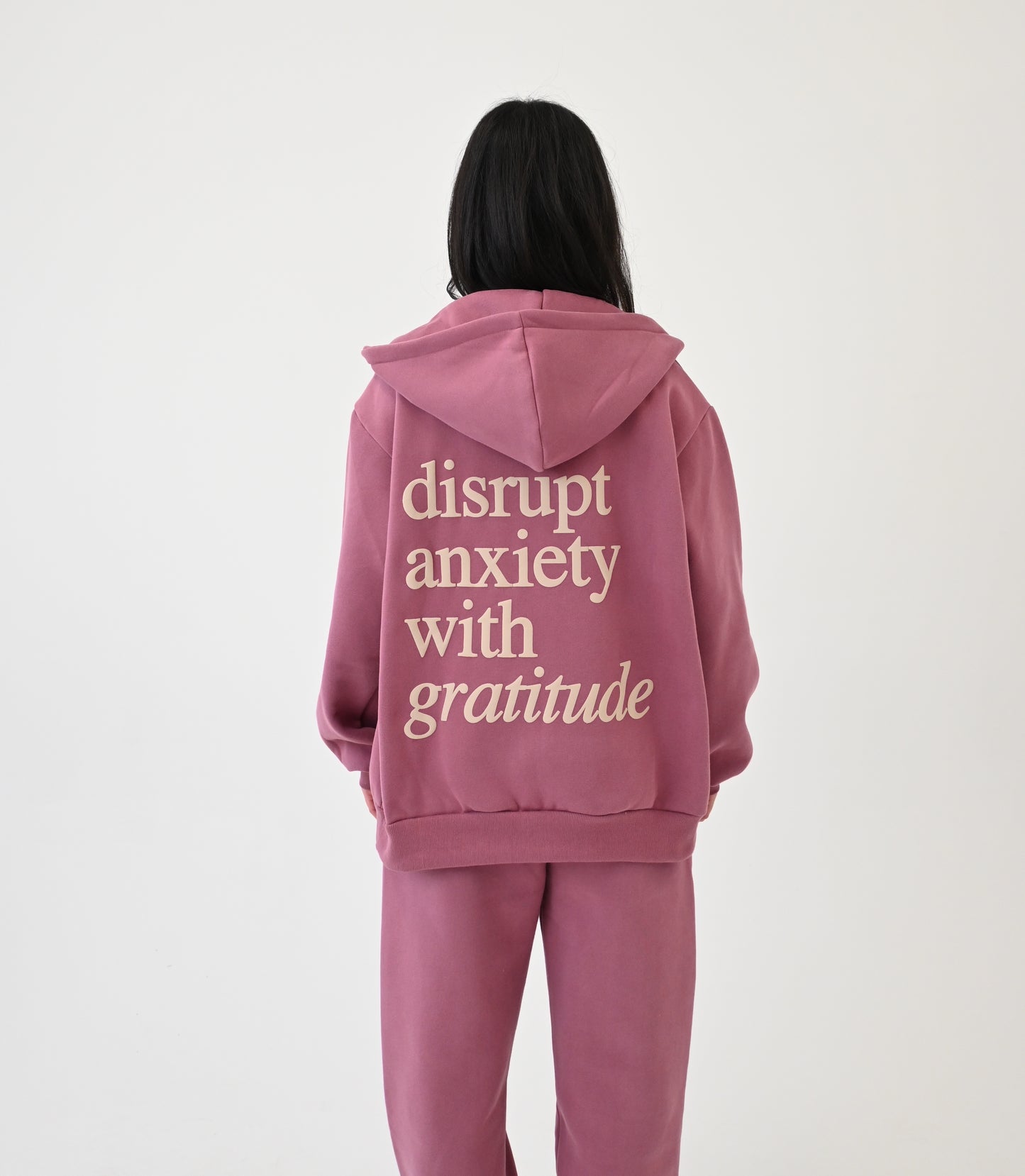 Disrupt Anxiety with Gratitude Sweatpants - Raspberry